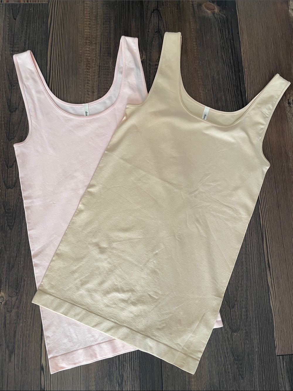 NWOT Skinnytees Lot of 2 Stretch Tank Light Pink & Beige One Size